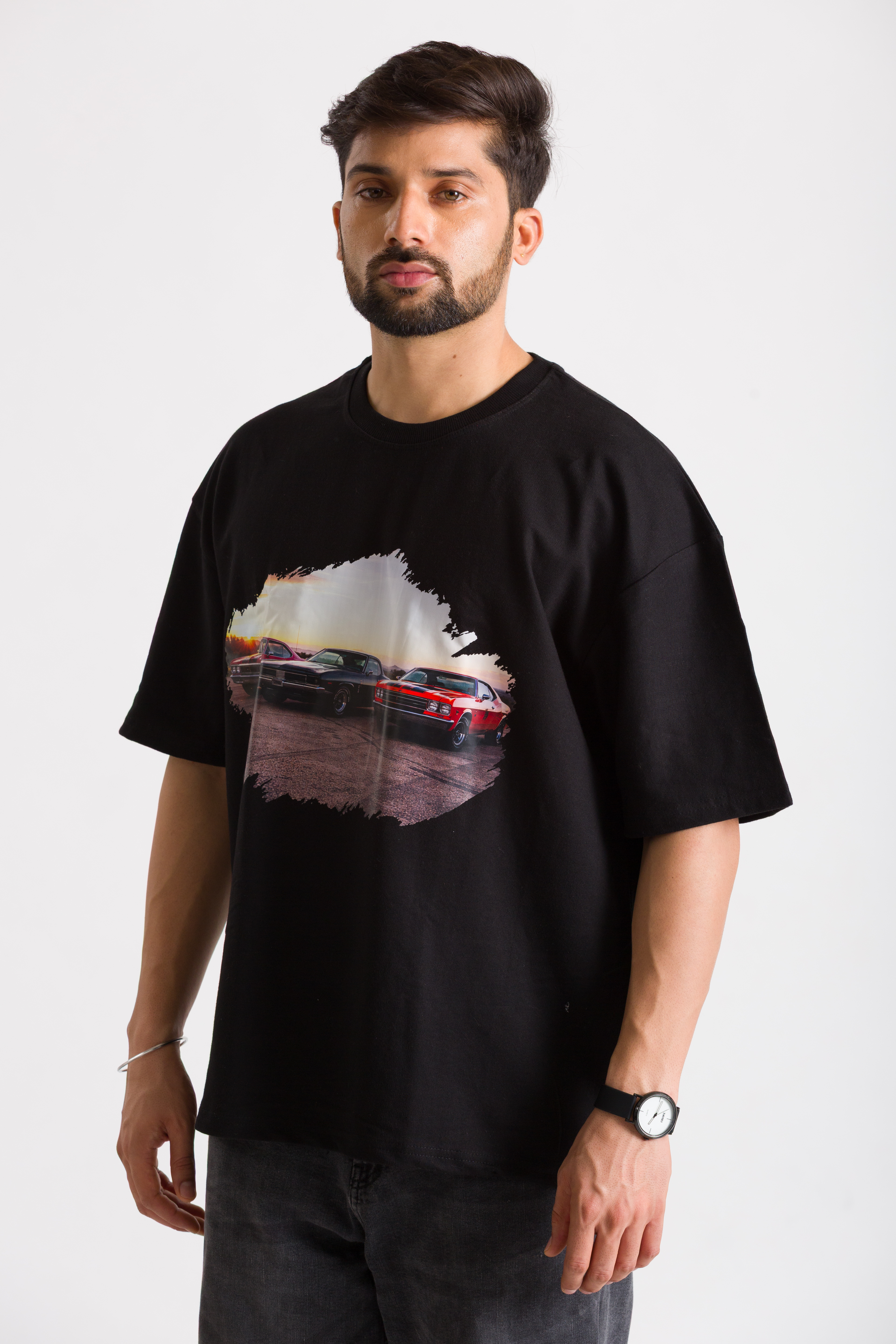 Dodge Charger Car Front Printed Oversized T-Shirt